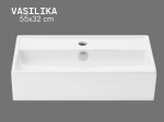 Lave-mains VASILIKA 55 cm blanc brillant. Rectangulaire UP-SLIM, murale ou à poser avec trop-plein. Céramique premium, garantie 10 ans. Livraison gratuite.