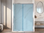 Paroi de douche coulissante, sur mesure Chrome verre bleu  VERSAILLES