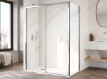 Paroi de douche coulissante, avec retour fixe, chrome - TOURS
