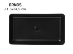Vasque ORNOS rectangulaire 61,5 cm en céramique noir mat. Lavabo design à poser avec technologies UP-SLIM et UP-CLEAN. Garantie 10 ans. Livraison gratuite.
