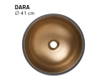 Vasque DARA 41 cm en céramique noir texturé et or mat. Lavabo rond design à poser avec finition premium. Garantie 10 ans. Livraison gratuite.