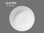 Vasque ALKYONA ronde 40 cm en céramique blanc brillant. Design moderne à poser, parois fines UP-SLIM, sans trop-plein. Garantie 10 ans. Livraison gratuite.