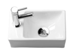 Lave-mains pour toilettes, suspendu et compacte, en céramique blanche, Largeur 30 cm, Profondeur 18 cm, Hauteur 11 cm, Livraison 5-7 jours OFFERTE.