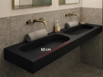 Plan double vasques, bassin design 60 cm, système d’évacuation discret L. 100 à 201 x P. 40 à 51 cm Finition lisse Résine Akrytan® teinté dans la masse, Livraison Offerte