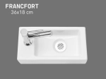 Lave-mains wc, suspendu et compacte, en céramique blanche, robinetterie à gauche Largeur 36 cm, Profondeur 18 cm, Hauteur 9 cm, Livraison 5-7 jours OFFERTE.