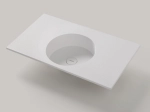 Plan vasque lavabo circulaire ⦰ 35 cm sur mesure Largeur 61 à 201 x P 46 à 51 cm Finition lisse 10 couleurs au choix, Anti bactérien Résine Akrytan® dans la masse Livraison Offerte.