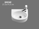 Lave-mains pour WC, suspendu semi-arrondi, parfait pour les espaces restreints, Largeur 27,5 cm, Profondeur 19,5 cm, Hauteur 12 cm, résine minéral, Livraison 5-7 jours OFFERTE.