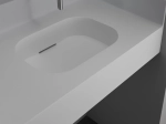 Plan vasque système d’évacuation discret L 50 à 201 x P 40 à 51 cm, finition lisse mate, 10 couleurs, Anti bactérien, résine Akrytan® teinté dans la masse, Livraison Offerte.