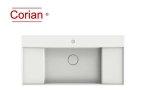 Vasque lavabo design rectangulaire, suspendu ou à poser, Couleur blanc mat, Finition lisse, Solid-Surface Corian®, Taille : 100 x 49 x 15 cm - LIVRAISON OFFERTE