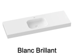 Plan vasque lavabo, sur mesure, Largeur 60 à 200 cm x Profondeur 46 à 80 cm, résine composite de haute qualité, Finition lisse blanc BRILLANT laqué, Livraison Offerte.