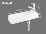 Lave-mains pour toilettes, suspendu et compacte, parfait pour les espaces restreints, Largeur 48 cm, Profondeur 16,5 cm, Hauteur 10 cm, résine minéral, Livraison 5-7 jours OFFERTE.