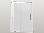 Porte de douche coulissante, sur mesure, alu brillant