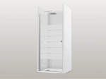 Porte de douche battante, finition chrome, verre opaque - LYON