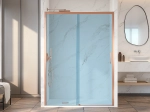 Paroi de douche coulissante sur mesure, Cuivre verre bleu  - VERSAILLES