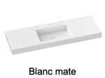 Plan vasque lavabo, sur mesure, Largeur 80 à 200 cm x Profondeur 46 à 80 cm, résine composite de haute qualité, Finition lisse blanc BRILLANT, Livraison Offerte.