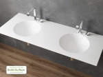 Plan vasque double lavabo circulaire ⦰ 30 cm sur mesure Largeur 100 à 201 x P 40 à 51 cm Finition lisse 10 couleurs au choix, Anti bactérien Résine Akrytan® Livraison Offerte.