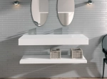 Plan de toilette suspendu, pour vasque à poser, L 50 à 201 x P 30 à 51 cm, finition lisse mate, 10 couleurs au choix, Anti bactérien, résine Akrytan®, Livraison Offerte.