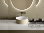 Vasque lavabo, à poser, Finition blanc ou de couleurs, forme cylindrique offre un espace généreux, Matière Résine Solid-Surface, Taille Ø38 x 12,5 cm - LIVRAISON OFFERTE