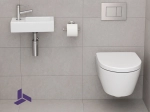 Lave-mains wc, suspendu et compacte, en céramique blanche, robinetterie à gauche Largeur 36 cm, Profondeur 18 cm, Hauteur 9 cm, Livraison 5-7 jours OFFERTE.