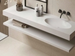 Plan vasque lavabo sur mesure : L 60 à 201 x P 40 à 51 cm, finition lisse mate, 10 couleurs au choix, Anti bactérien, résine Akrytan® teinté dans la masse, Livraison Offerte.
