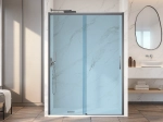 Paroi de douche coulissante sur mesure, Metal Gun verre bleu  - VERSAILLES