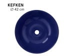 Vasque KEFKEN 42 cm en céramique bleu cobalt. Lavabo rond design à poser avec texture élégante. Garantie 10 ans. Livraison gratuite.