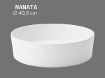 Vasque ronde NAMATA 40,5 cm en céramique blanc brillant. Parois fines UP-SLIM, à poser, sans trop-plein. Design intemporel et entretien facile. Garantie 10 ans. Livraison gratuite.