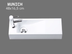 Lave-mains pour toilettes, suspendu et compacte, parfait pour les espaces restreints, Largeur 48 cm, Profondeur 16,5 cm, Hauteur 10 cm, résine minéral, Livraison 5-7 jours OFFERTE.