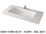 Plan vasque Design, fabrication sur mesure, Largeur 70 à 200 cm x Profondeur 40 à 60 cm, résine minérale ACRYSTONE® SOLID-SURFACE Finition lisse blanc mate, Livraison Offerte et Rapide.
