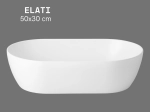 Vasque ELATI ovale 50 cm en céramique blanc brillant. Lavabo design à poser avec technologies UP-SLIM et UP-CLEAN. Garantie 10 ans. Livraison gratuite.