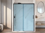 Paroi de douche coulissante sur mesure, Noir verre bleu - VERSAILLES