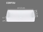 Vasque CORFOU rectangulaire 61 cm en céramique blanc brillant. Lavabo design à poser avec technologies UP-SLIM et UP-CLEAN. Livraison gratuite.