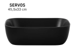 Vasque SERVOS rectangulaire 45,5 cm en céramique noir mat. Lavabo design à poser avec technologies UP-SLIM et UP-CLEAN. Garantie 10 ans. Livraison gratuite.