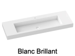 Plan vasque lavabo de 96 cm, sur mesure, Largeur 120 à 200 cm x Profondeur 46 à 80 cm, résine composite de haute qualité, Finition lisse blanc BRILLANT laqué, Livraison Offerte.