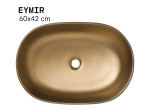 Vasque EYMIR 60x42 cm en céramique bordeaux et or mat. Lavabo ovale design XL pour salle de bain luxe. Garantie 10 ans. Livraison gratuite.