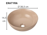Vasque ERATYRA MACCHIATO ronde 38,5 cm en céramique. Design avec parois fines UP-SLIM. À poser, sans trop-plein. Livraison gratuite.