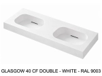 Plan double vasques système d’évacuation discret L 50 à 201 x P 40 à 51 cm, finition lisse mate, 10 couleurs, Résine Anti-bactérien Akrytan® teinté dans la masse, Livraison Offerte