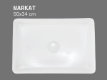 Vasque MARKAT 50x34 cm en céramique blanc brillant. Lavabo rectangulaire design moderne avec parois fines. Garantie 10 ans. Livraison gratuite.