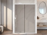 Paroi de douche coulissante sur mesure, Blanc verre bronce - VERSAILLES