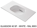 Plan vasque système d’évacuation discret L 50 à 201 x P 40 à 51 cm, finition lisse mate, 10 couleurs, Anti bactérien, résine Akrytan® teinté dans la masse, Livraison Offerte.