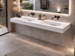 GLASGOW 40 CF DOUBLE suspended double washbasin unit in resin