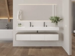 Plan vasque Design, sur mesure, Largeur 150 à 200 cm x Profondeur 40 à 60 cm, résine minérale ACRYSTONE® SOLID-SURFACE Finition lisse, Livraison Offerte et Rapide.
