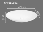 Vasque APPOLLONI ovale 67,5 cm en céramique blanc brillant. Lavabo design grand format à poser, technologie UP-SLIM. Garantie 10 ans. Livraison gratuite.