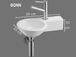 Lave mains wc rond 23x39x11 cm en céramique suspendu, robinetterie à droite. LIVRAISON GRATUITE delai  4-5 jours.