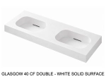 Plan double vasques système d’évacuation discret L 50 à 201 x P 40 à 51 cm, finition lisse mate, 10 couleurs, Résine Anti-bactérien Akrytan® teinté dans la masse, Livraison Offerte