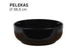 Vasque PELEKAS ronde 38,5 cm en céramique noir mat. Design moderne avec parois fines UP-SLIM. À poser, sans trop-plein. Garantie 10 ans. Livraison gratuite.