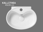 Lave-mains KALLITHEA 40 cm blanc brillant. Mural ou à poser, ovale avec trop-plein. Idéal WC et petites salles de bain. Garantie 10 ans. Livraison gratuite.