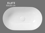 Vasque ELATI ovale 50 cm en céramique blanc brillant. Lavabo design à poser avec technologies UP-SLIM et UP-CLEAN. Garantie 10 ans. Livraison gratuite.