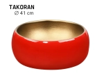 Vasque TAKORAN 41 cm en céramique rouge et or mat. Lavabo rond design à poser avec finition premium. Garantie 10 ans. Livraison gratuite.
