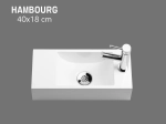 Lave-mains pour WC, suspendu et compacte, parfait pour les espaces restreints, Largeur 40 cm, Profondeur 18 cm, Hauteur 11 cm, résine minéral, Livraison 5-7 jours OFFERTE.